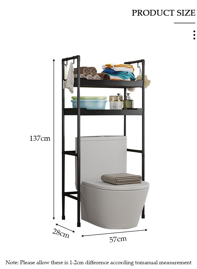 DUNISO 2 Tier Storage Shelves, Stable Bathroom Shelf Organizer, Storage Rack with Armrests, Removable Free Standing Rack, Multipurpose Rack for Over The Toilet Bathroom, Shelving Unit for Laundry Room,Living Room,Garage,Pantry,Study Room - Image 2